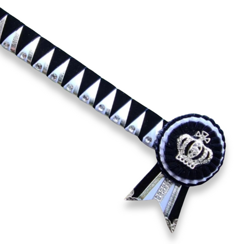 Navy, White & Silver Velvet Sharkstooth Browband