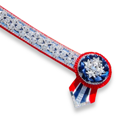 Red & Navy Vintage Crystal Mirror Browband