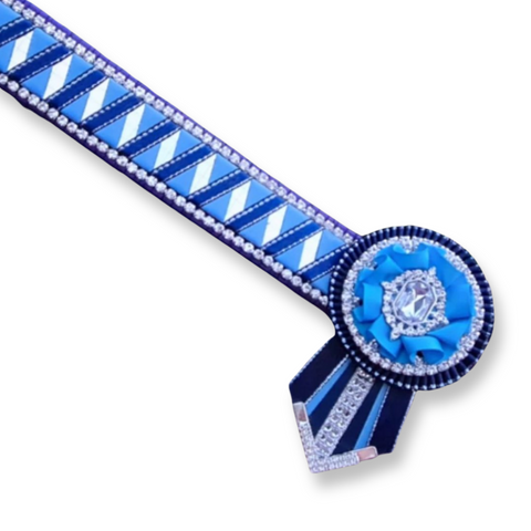 Navy & Cornflower Mirror Sharkstooth Browband