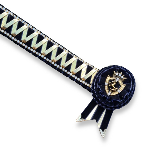 Navy & Gold Mirror Sgarkstooth Browband