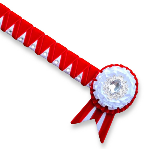 Red & White Velvet Sharkstooth Browband