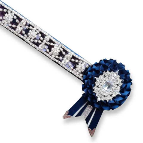 Navy & Silver Vintage Crystal Browband