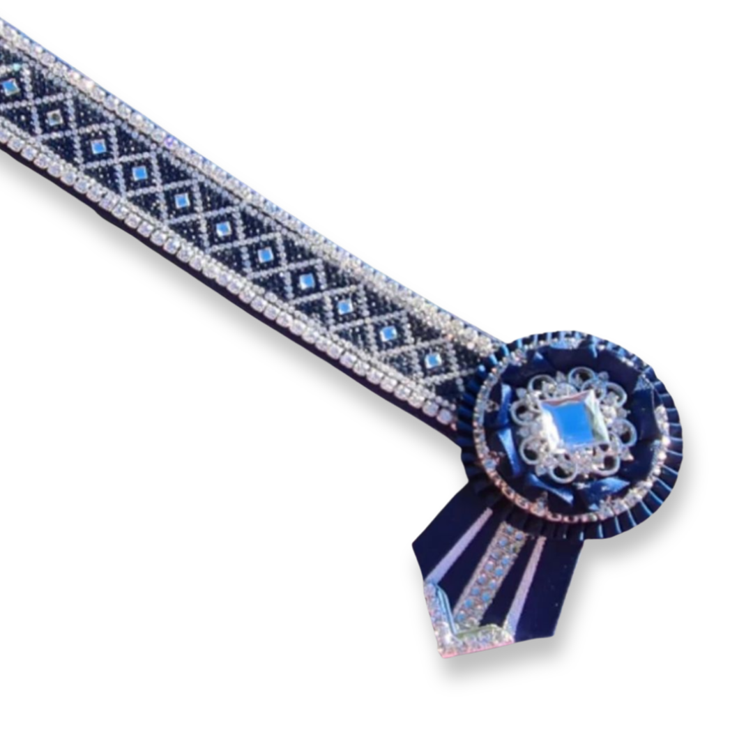 Navy & Silver Crystal Diamond Browband