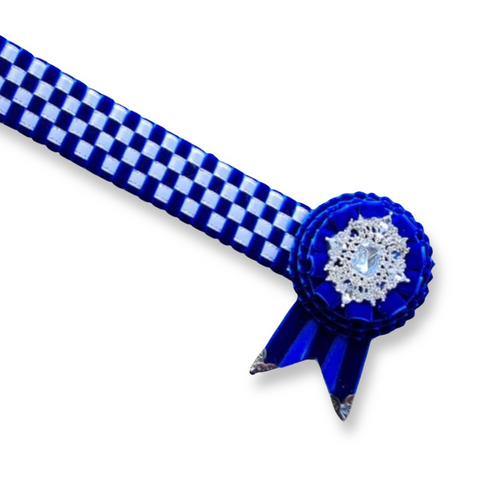 Royal & White Velvet Checkers Browband