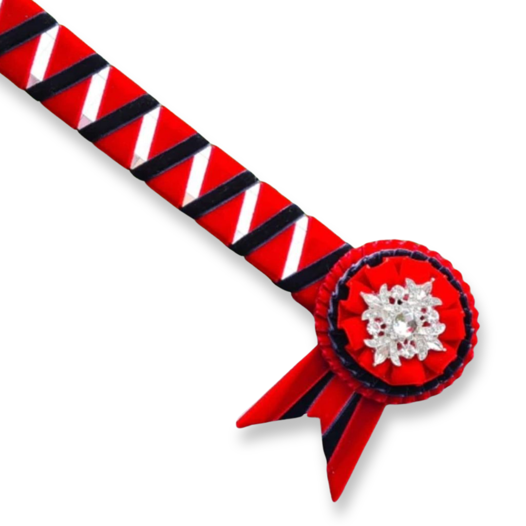 Red & Navy Mirror Sharkstooth Browband