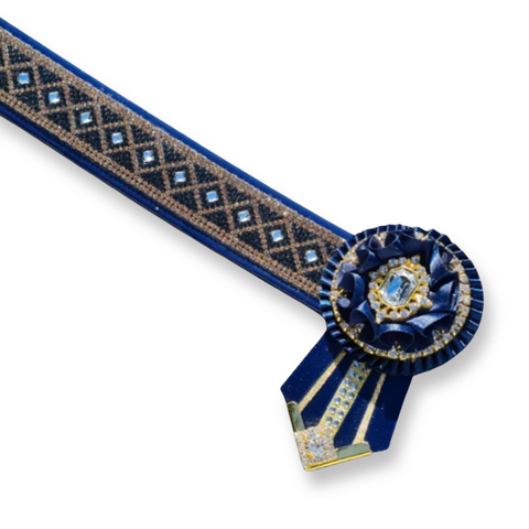 Navy & Gold Crystal Diamond Browband