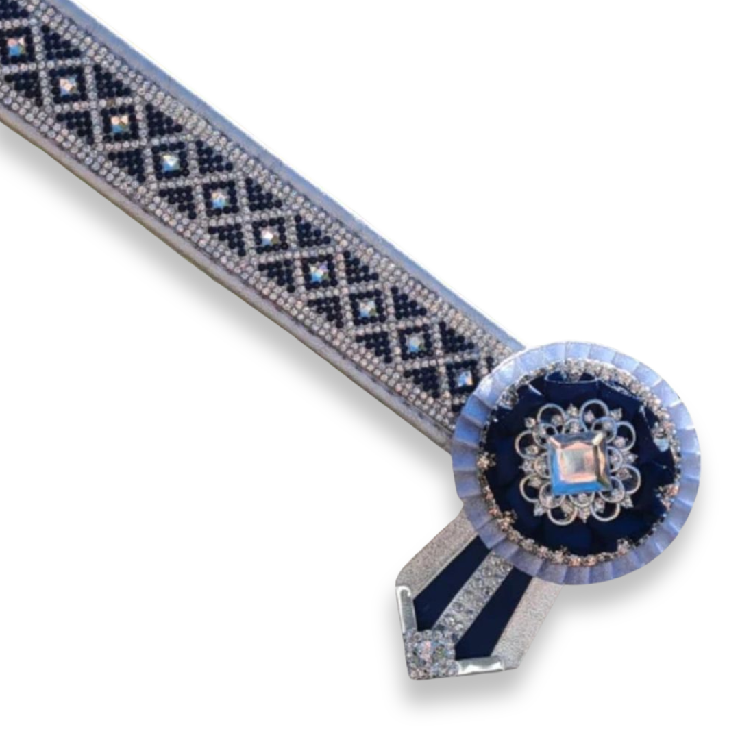Silver & Navy Crystal Diamond Browband