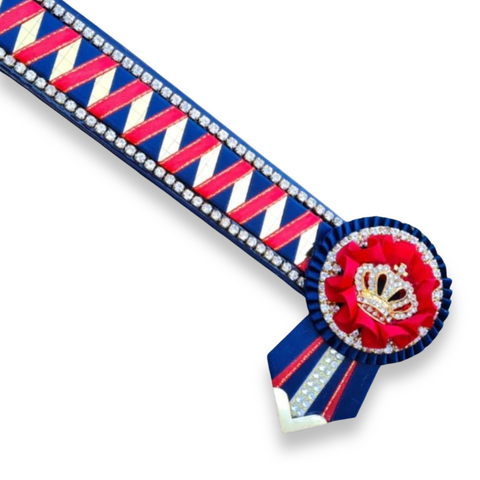 Navy, Red & Gold Mirror Sharkstooth Browband