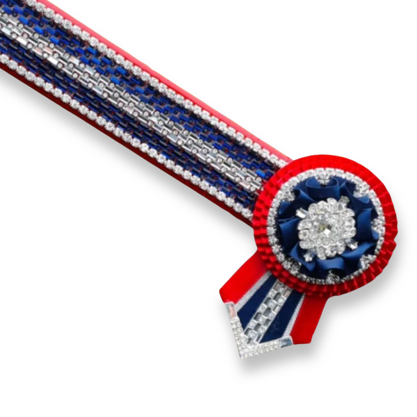 Red, Navy & Silver Crystal Browband