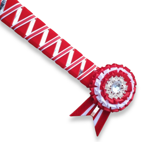 Red, White & Silver Mirror Sharkstooth Browband