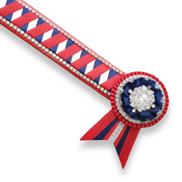 Red, Navy & Silver Mirror Sharkstooth Browband