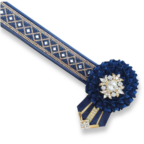 Navy & Gold Crystal Diamond Browband