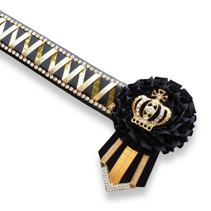 Black & Gold Mirror Sharkstooth Browband