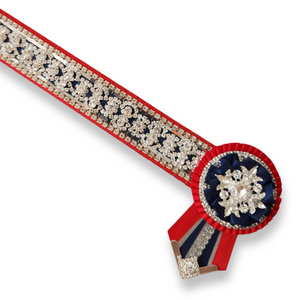 Red, Navy & Silver Mirror Chain Browband