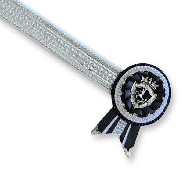 16" White & Black Crystal Show Browband