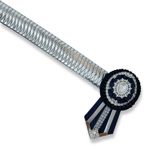 14" Silver & Navy Patent Braid Browband